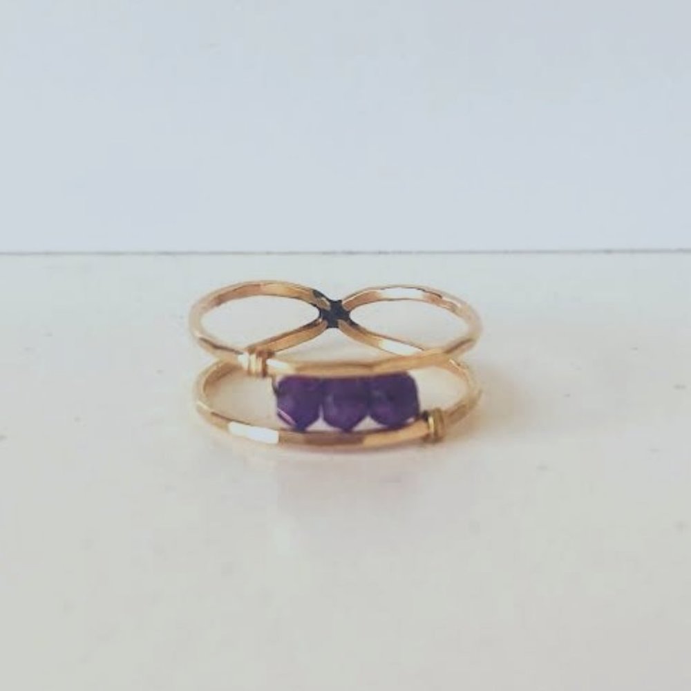 NWT! 14K gold plated ring with purple gem